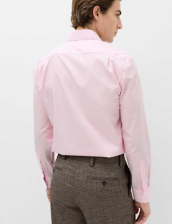 Chemise en coton m&eacute;lang&eacute; coupe cintr&eacute;e, repassage facile