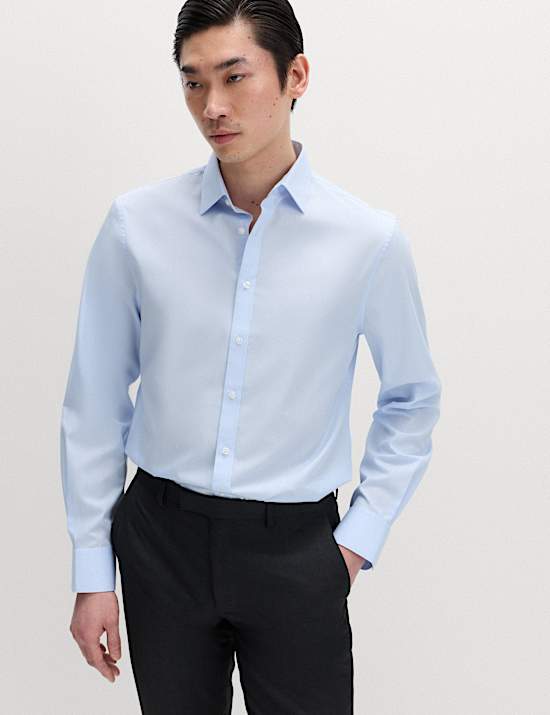 Slim Fit Easy Iron Cotton Blend Shirt