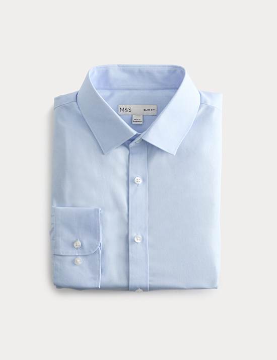 Slim Fit Easy Iron Cotton Blend Shirt
