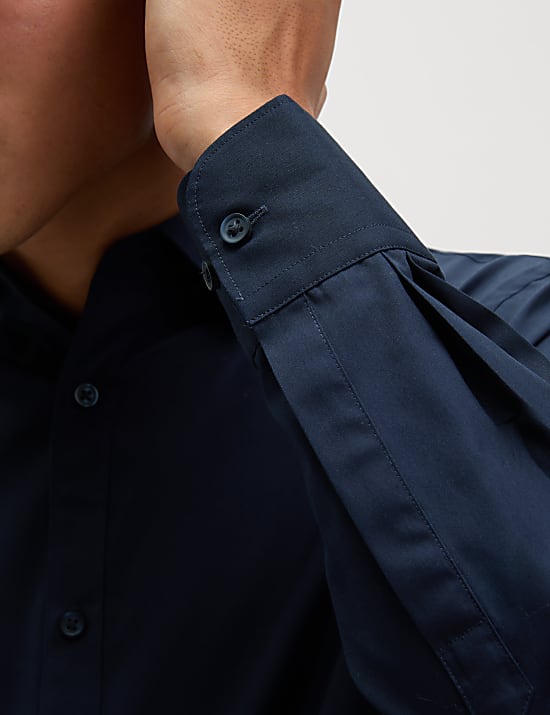 Slim Fit Easy Iron Cotton Blend Shirt