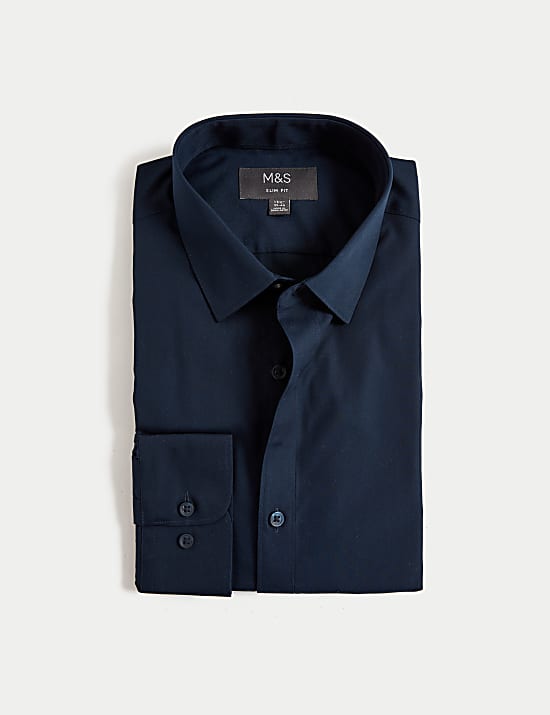 Slim Fit Easy Iron Cotton Blend Shirt