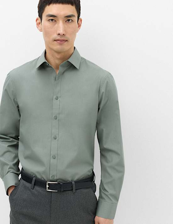Slim Fit Easy Iron Cotton Blend Shirt