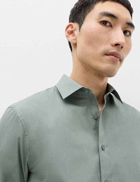 Slim Fit Easy Iron Cotton Blend Shirt