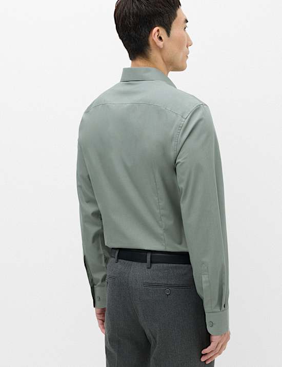 Slim Fit Easy Iron Cotton Blend Shirt