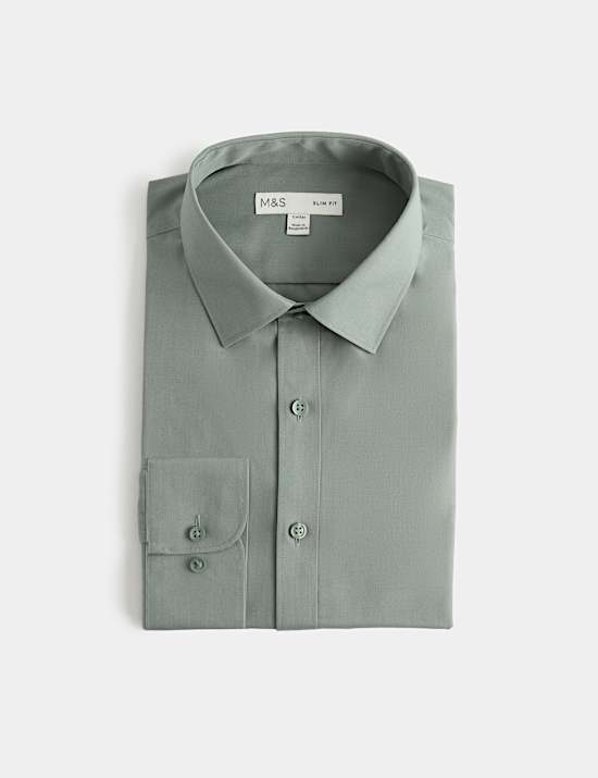 Slim Fit Easy Iron Cotton Blend Shirt