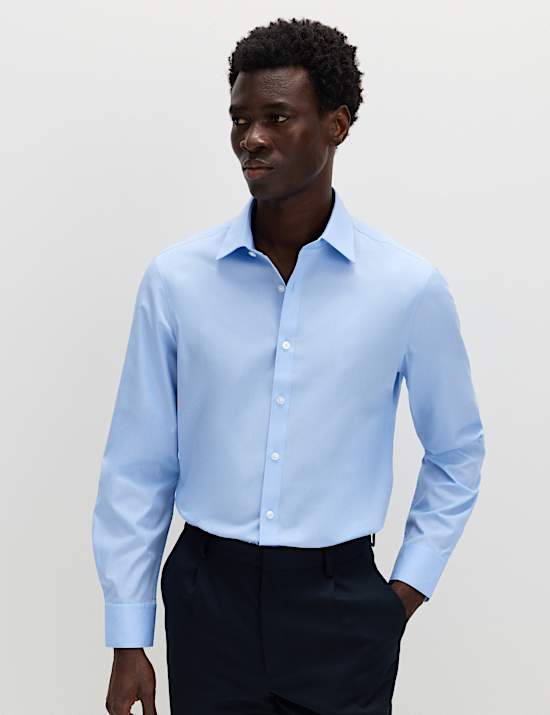 Slim Fit Easy Iron Cotton Blend Shirt