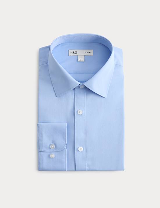 Slim Fit Easy Iron Cotton Blend Shirt