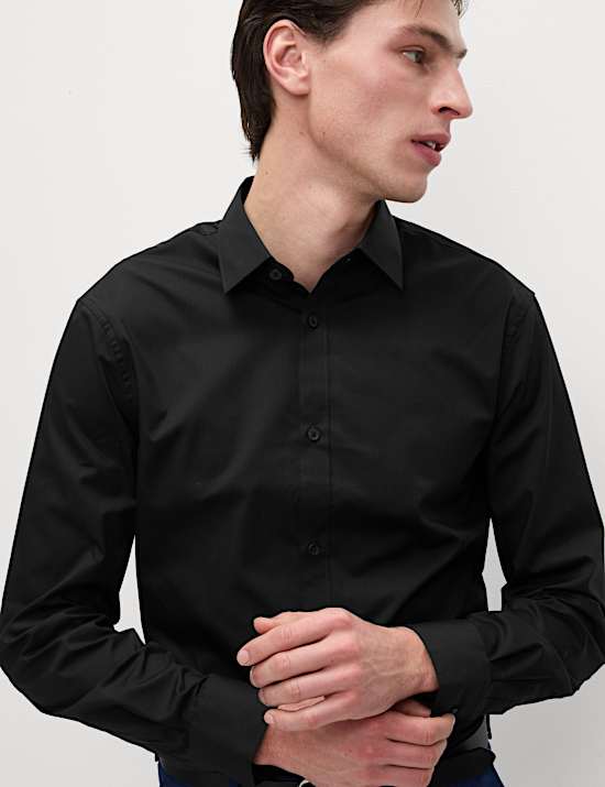 Slim Fit Easy Iron Cotton Blend Shirt