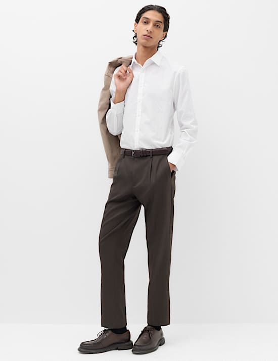 Chemise en coton m&eacute;lang&eacute; coupe cintr&eacute;e, repassage facile