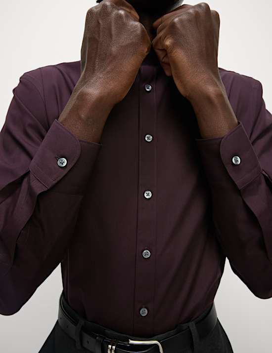 Makkelijk te strijken overhemd van katoenmix met normale pasvorm