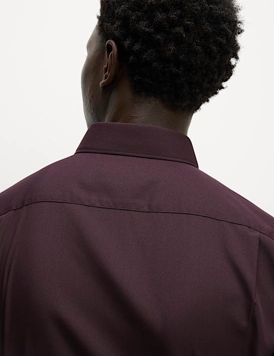 Makkelijk te strijken overhemd van katoenmix met normale pasvorm