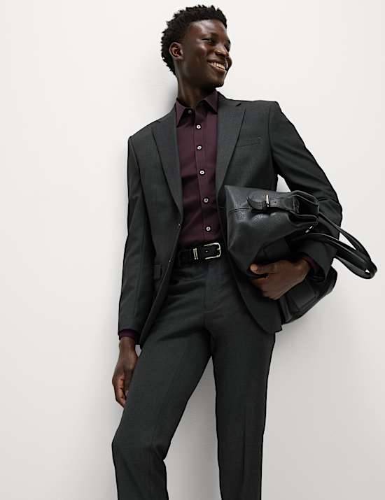 Makkelijk te strijken overhemd van katoenmix met normale pasvorm