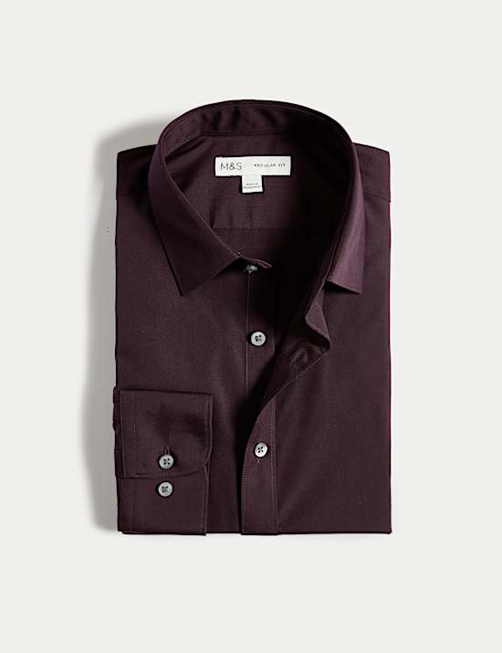 Makkelijk te strijken overhemd van katoenmix met normale pasvorm