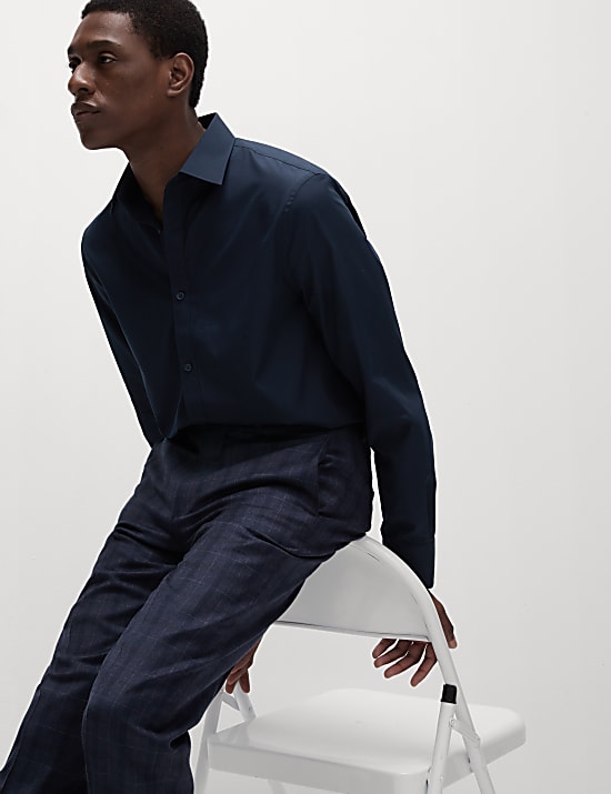 Regular Fit Easy Iron Cotton Blend Shirt