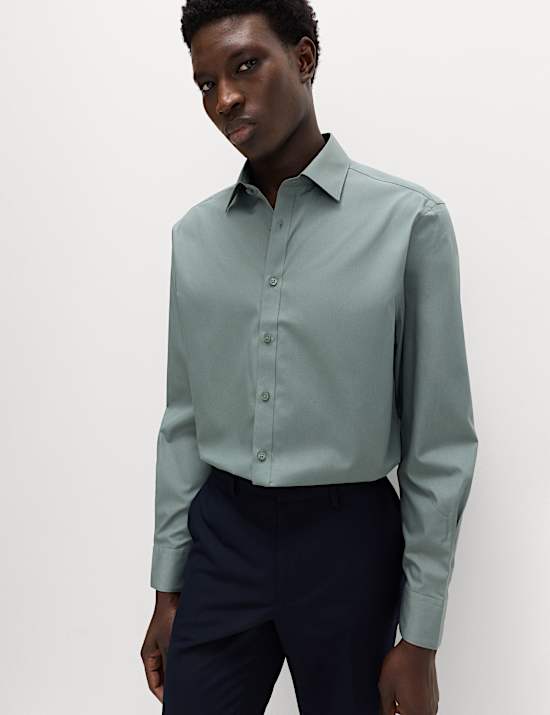 Regular Fit Easy Iron Cotton Blend Shirt