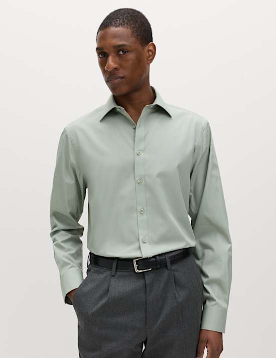 Regular Fit Easy Iron Cotton Blend Shirt