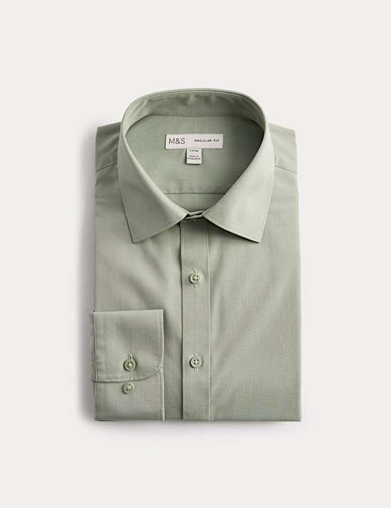 Regular Fit Easy Iron Cotton Blend Shirt