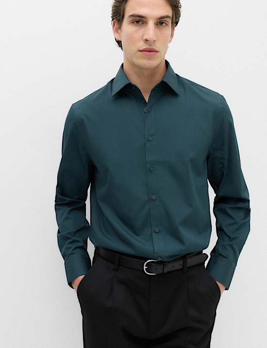 Regular Fit Easy Iron Cotton Blend Shirt