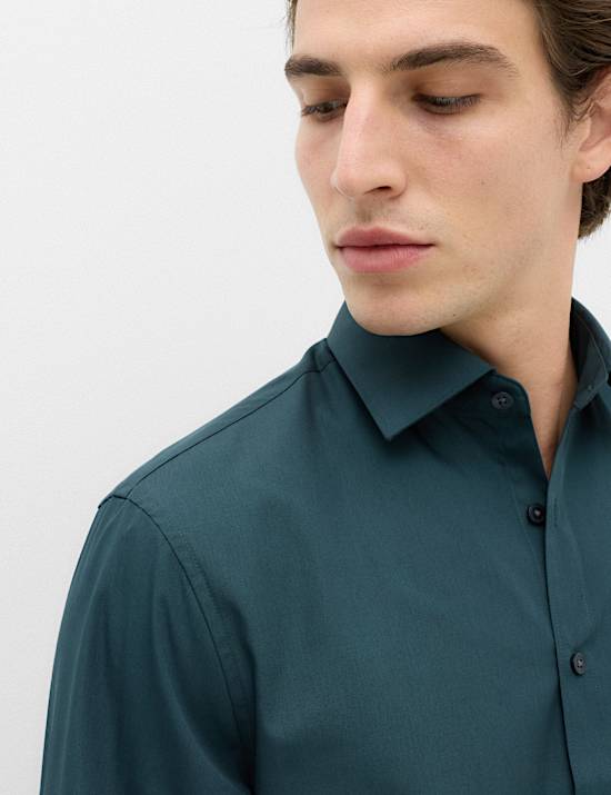 Regular Fit Easy Iron Cotton Blend Shirt