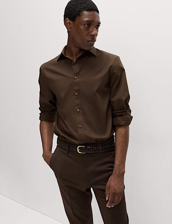 Regular Fit Easy Iron Cotton Blend Shirt