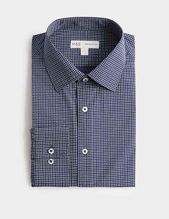 Regular Fit Easy Iron Cotton Blend Shirt