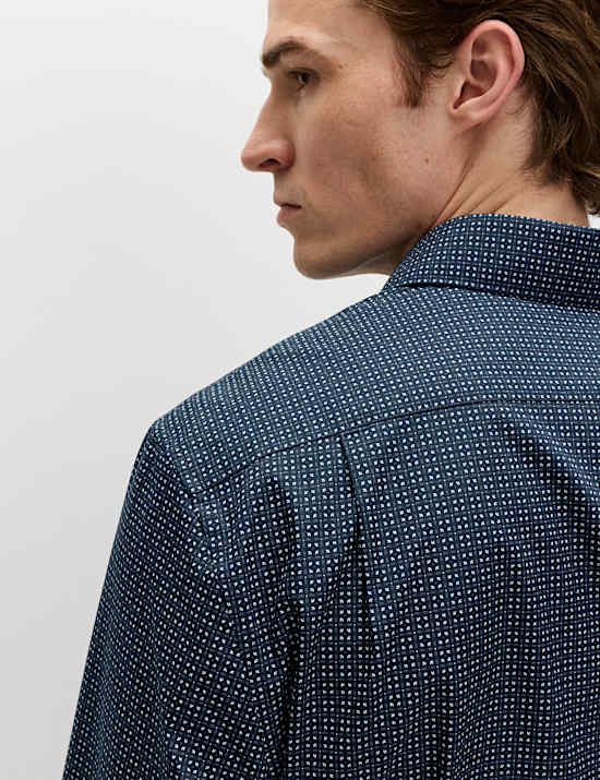 Chemise en coton m&eacute;lang&eacute; coupe standard, repassage facile