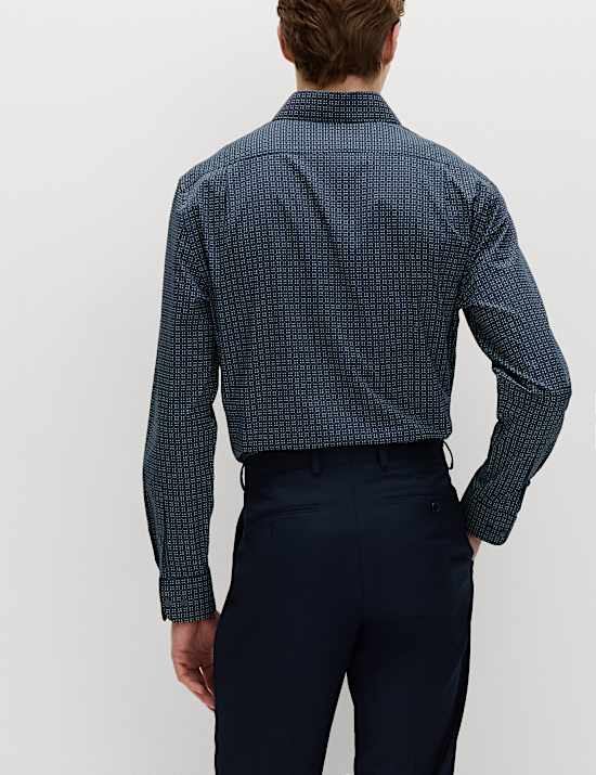 Chemise en coton m&eacute;lang&eacute; coupe standard, repassage facile