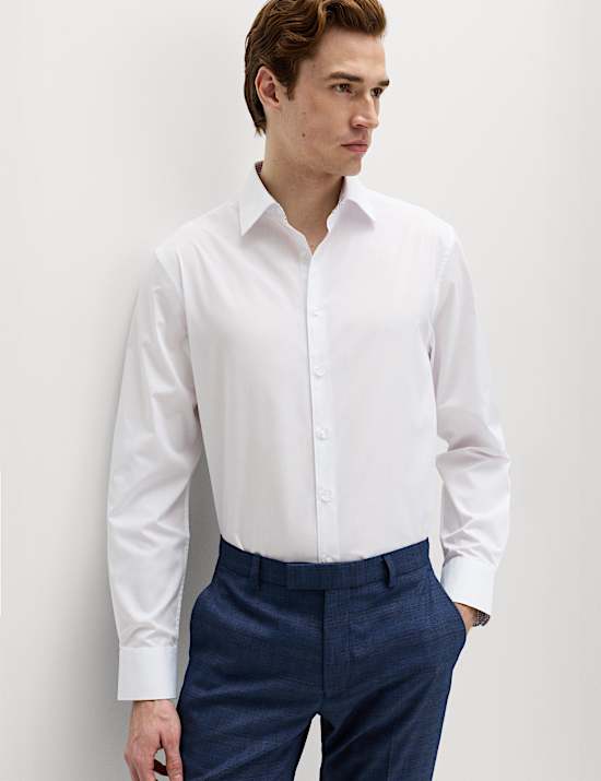 Regular Fit Easy Iron Cotton Blend Shirt