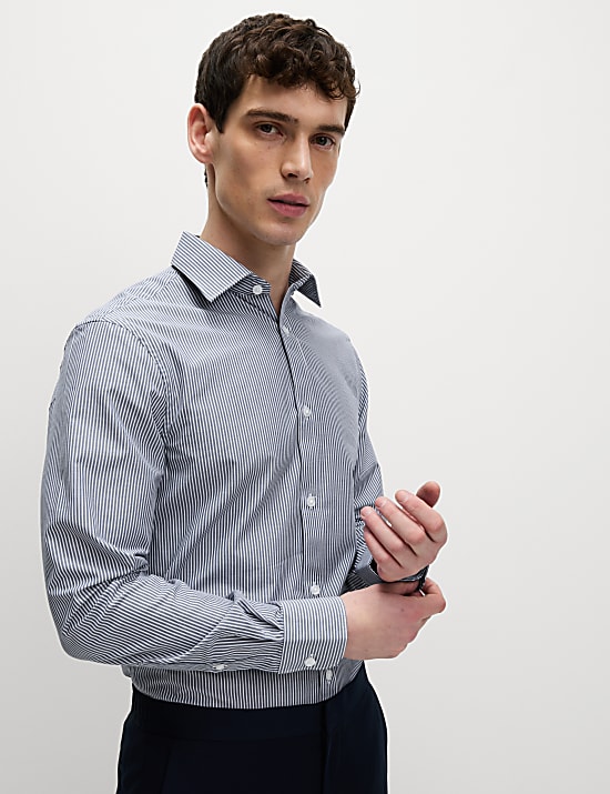 2 Pack Regular Fit Easy Iron Cotton Blend Poplin Shirts