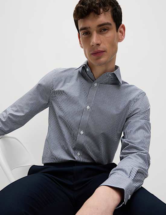 2 Pack Regular Fit Easy Iron Cotton Blend Poplin Shirts