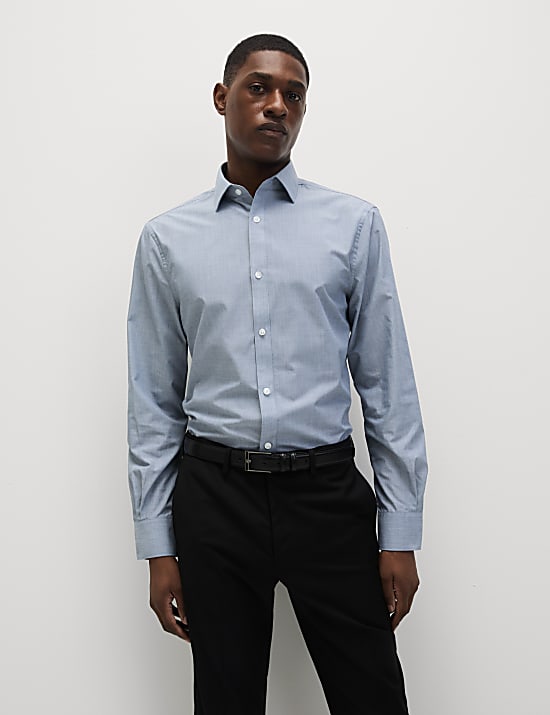 2pk Regular Fit Easy Iron Cotton Blend Poplin Shirts