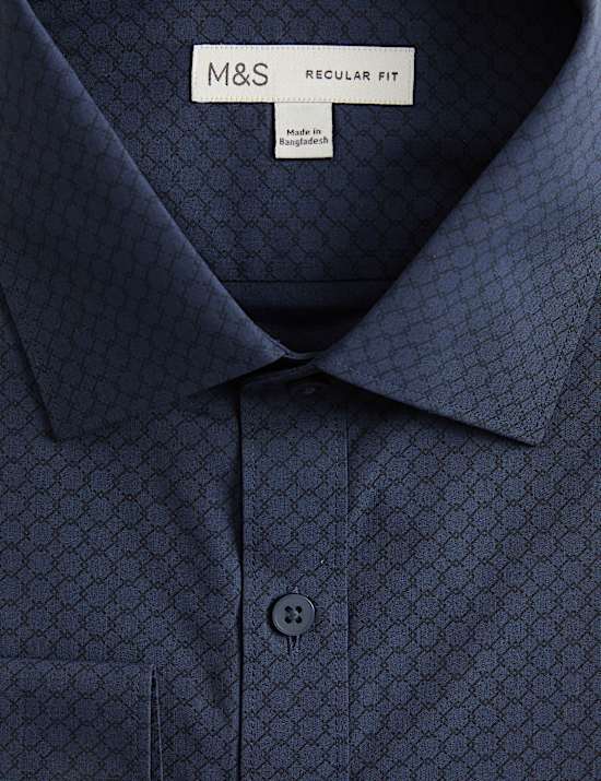 Regular Fit Easy Iron Geometric Print Shirt