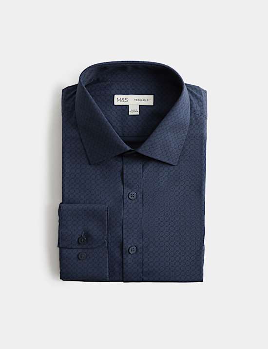 Regular Fit Easy Iron Geometric Print Shirt