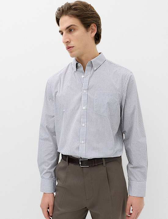 2 Pack Regular Fit Easy Iron Check Shirts