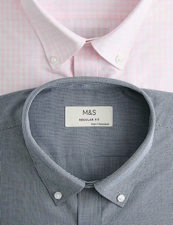 2 Pack Regular Fit Easy Iron Check Shirts