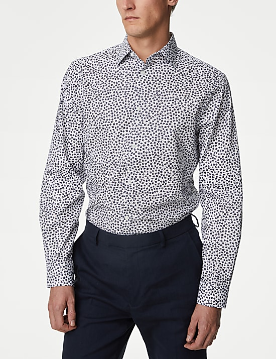 Regular Fit Easy Iron Pure Cotton Print Shirt
