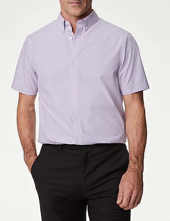 2pk Regular Fit Easy Iron Checked Short Sleeve Shirts