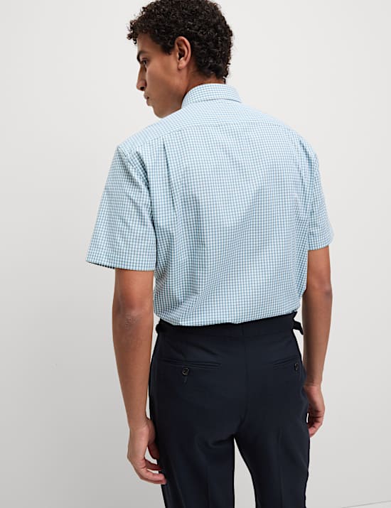 Καρό κοντομάνικα πουκάμισα με κανονική εφαρμογή, σετ των 2