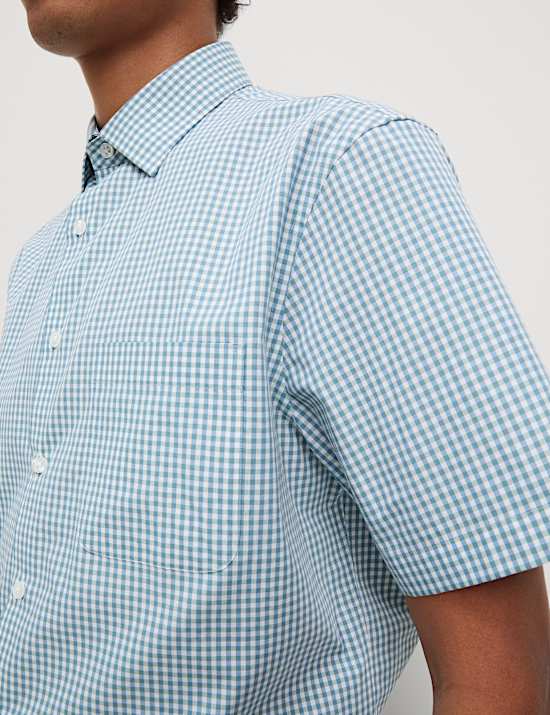 Καρό κοντομάνικα πουκάμισα με κανονική εφαρμογή, σετ των 2