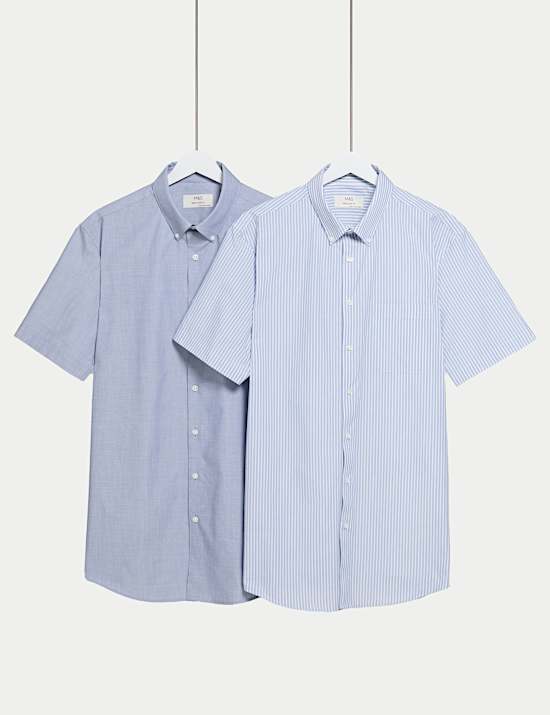 2pk Regular Fit Striped Short Sleeve Shirts