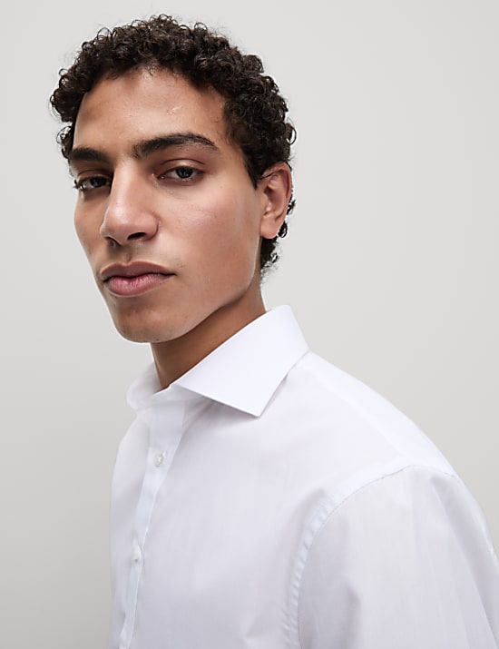 Chemise coupe standard en coton mélangé à poignets mousquetaires