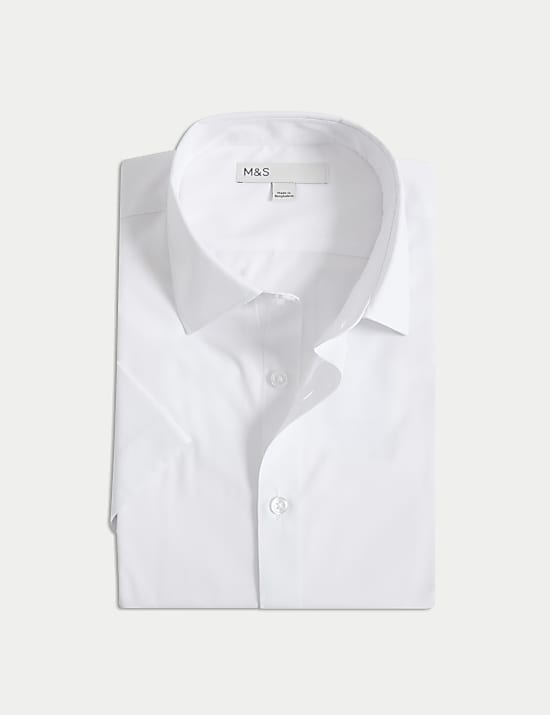 Slim Fit Easy Iron Cotton Blend Short Sleeve Shirt