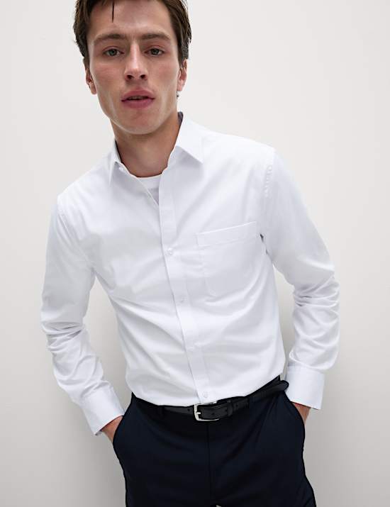 Lot de 3 chemises à manches longues cintrées, repassage facile