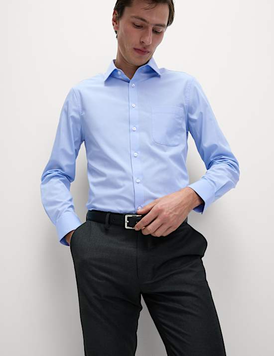 Pack de 2 camisas en mezcla de algodón de corte ajustado y planchado fácil