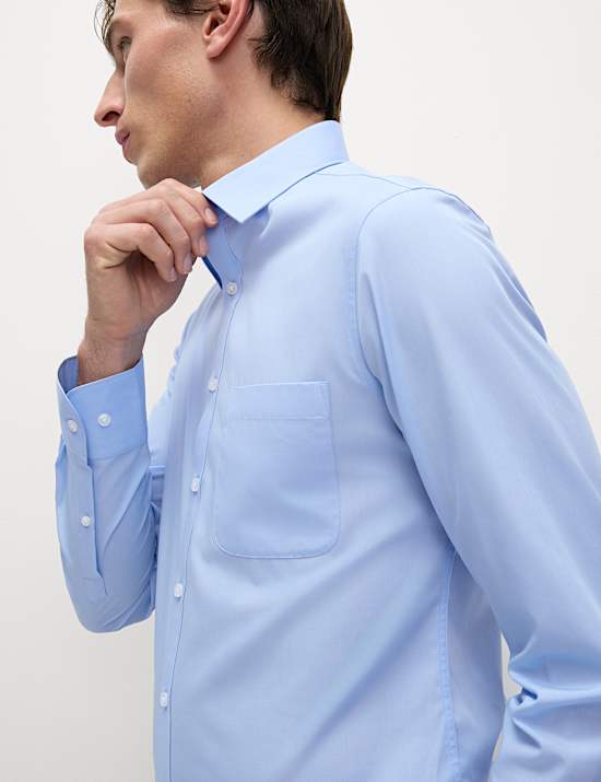 Pack de 2 camisas en mezcla de algodón de corte ajustado y planchado fácil