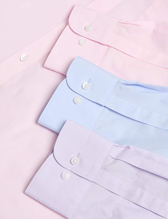 Pack de 3 camisas de manga larga de ajuste estándar de planchado fácil