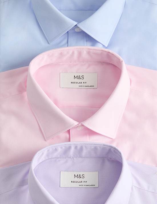 3 Pack Regular Fit Easy Iron Long Sleeve Shirts