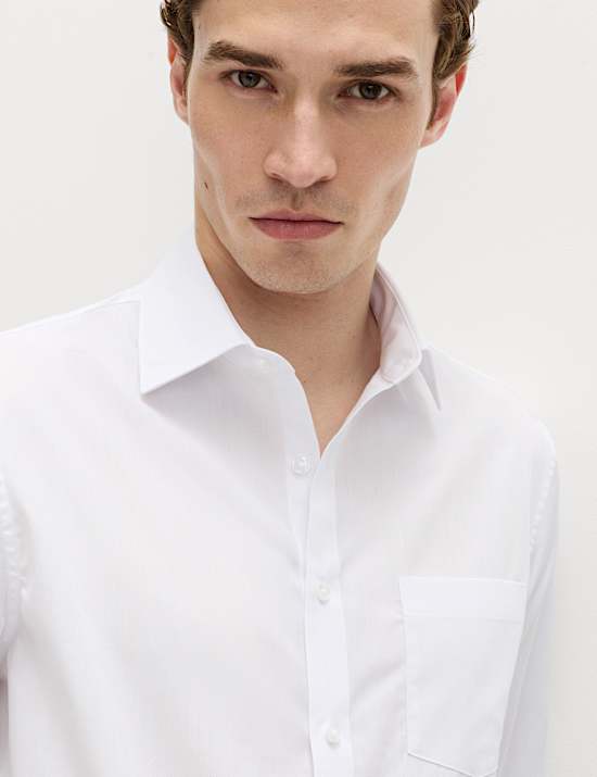 Pack de 2 camisas ajustadas de algod&oacute;n de planchado f&aacute;cil