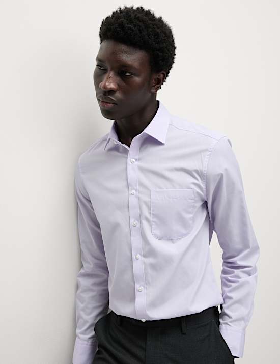 Set van 3 makkelijk strijkbare overhemden van katoenmix en slanke pasvorm