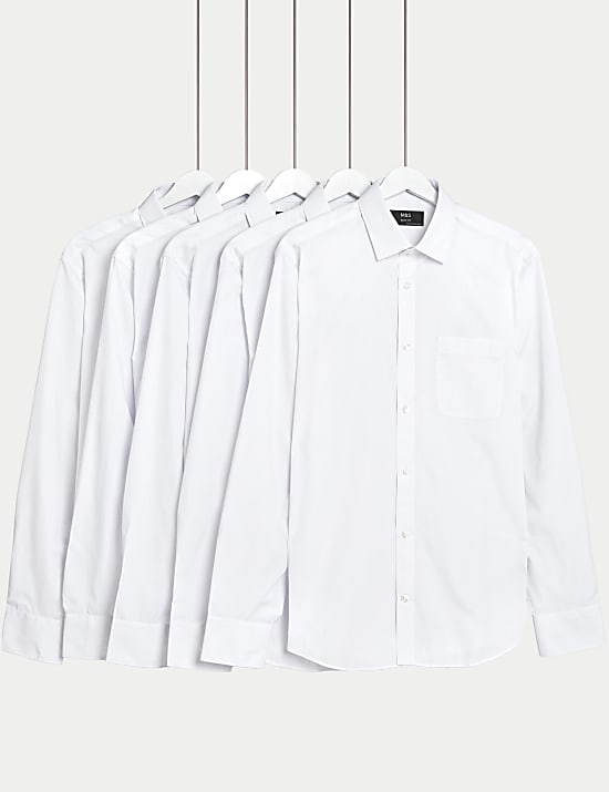 5pk Slim Fit Easy Iron Long Sleeve Shirts